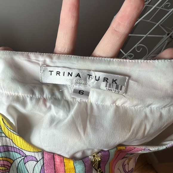 Trina Turk Floral Arboretum Mini Dress Short Sleeve Full Zip Front Size 6 Preppy - Picture 7 of 9